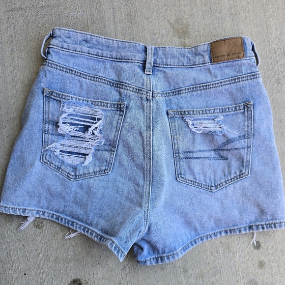 American Eagle Outfitters Blue Jean Shorts Distressed High-Waisted - Picture 8 of 8